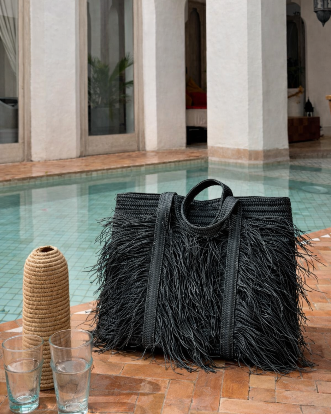 TOTE RAFFIA PALMA BLACK