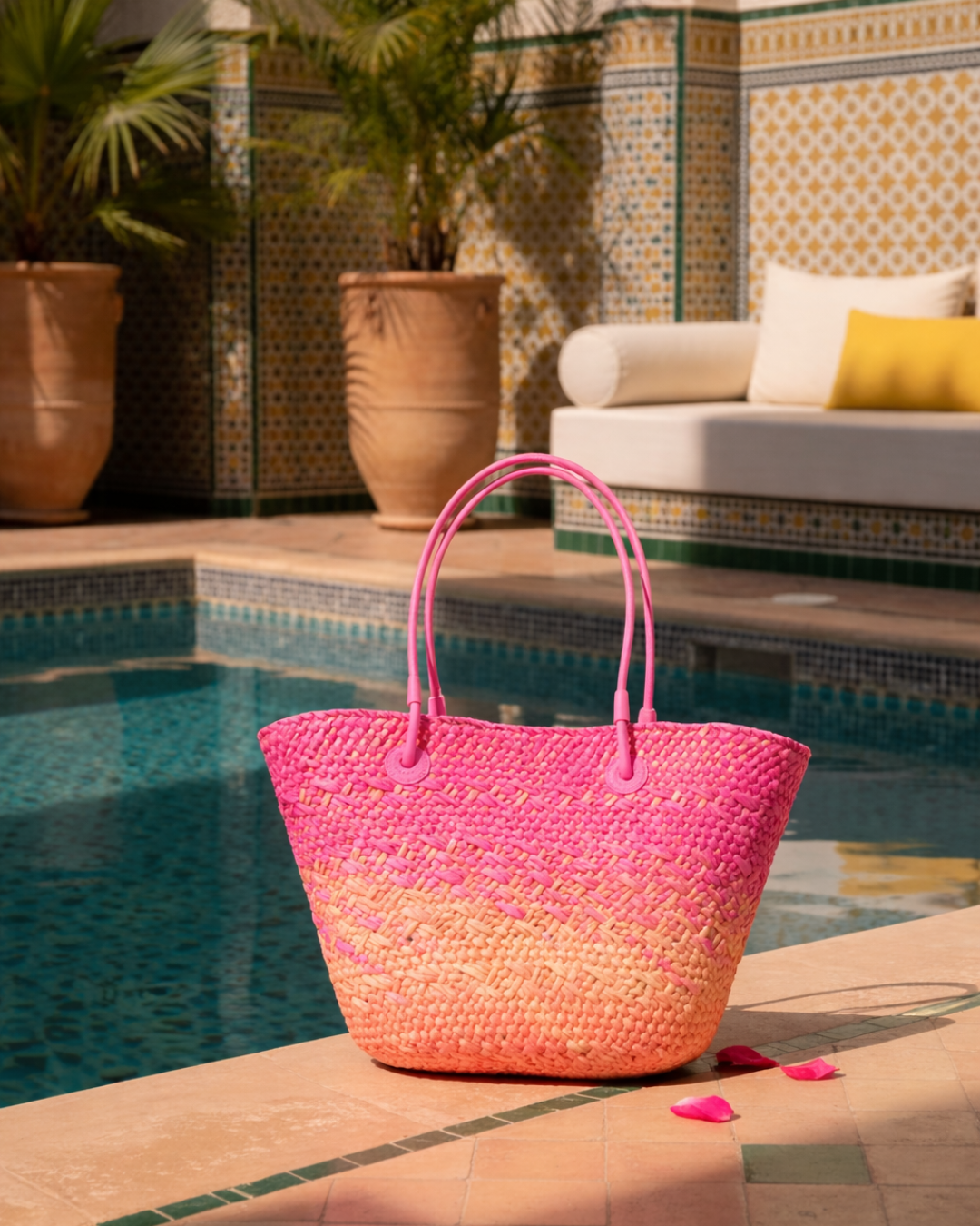 PANIER RAFFIA PLAYA PINK